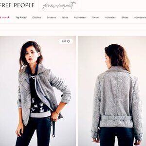 Free People Slouched and Quilted Moto Jacket Beige M
